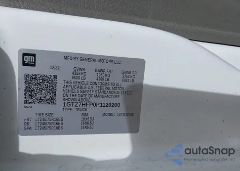 2023 GMC Savana Cargo Rwd 3500 Extended Wheelbase Work Van из США, поврежденный, VIN 1GTZ7HFP0P1120200